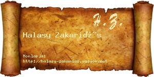 Halasy Zakariás névjegykártya